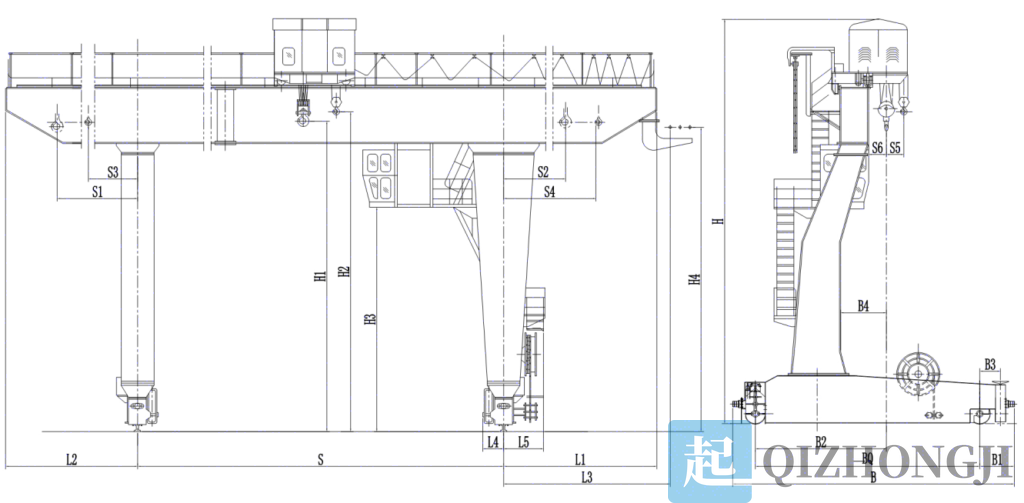 16噸偏掛門式起重機結(jié)構圖